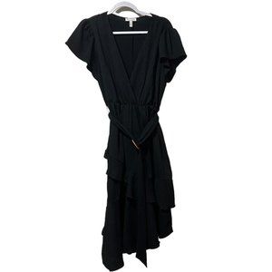 Sofia Jeans Womens XL Black Amelia Dress Belted Wrap Flutter Sleeves New NWT